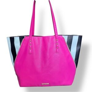 Juicy Couture Vibrant Pink Tote with Black and White Stripes EUC